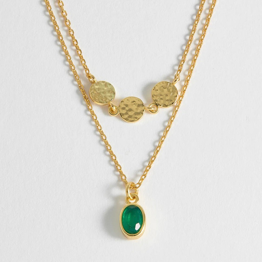 Estella Bartlett Textured Disc Gemstone Duo Necklace - Simply Rye