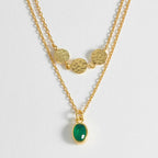 Estella Bartlett Textured Disc Gemstone Duo Necklace - Simply Rye