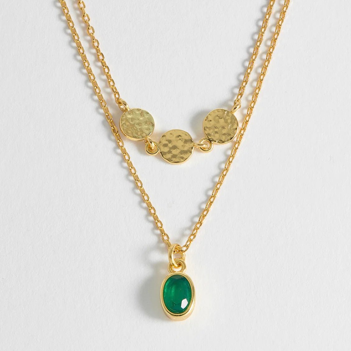 Estella Bartlett Textured Disc Gemstone Duo Necklace - Simply Rye