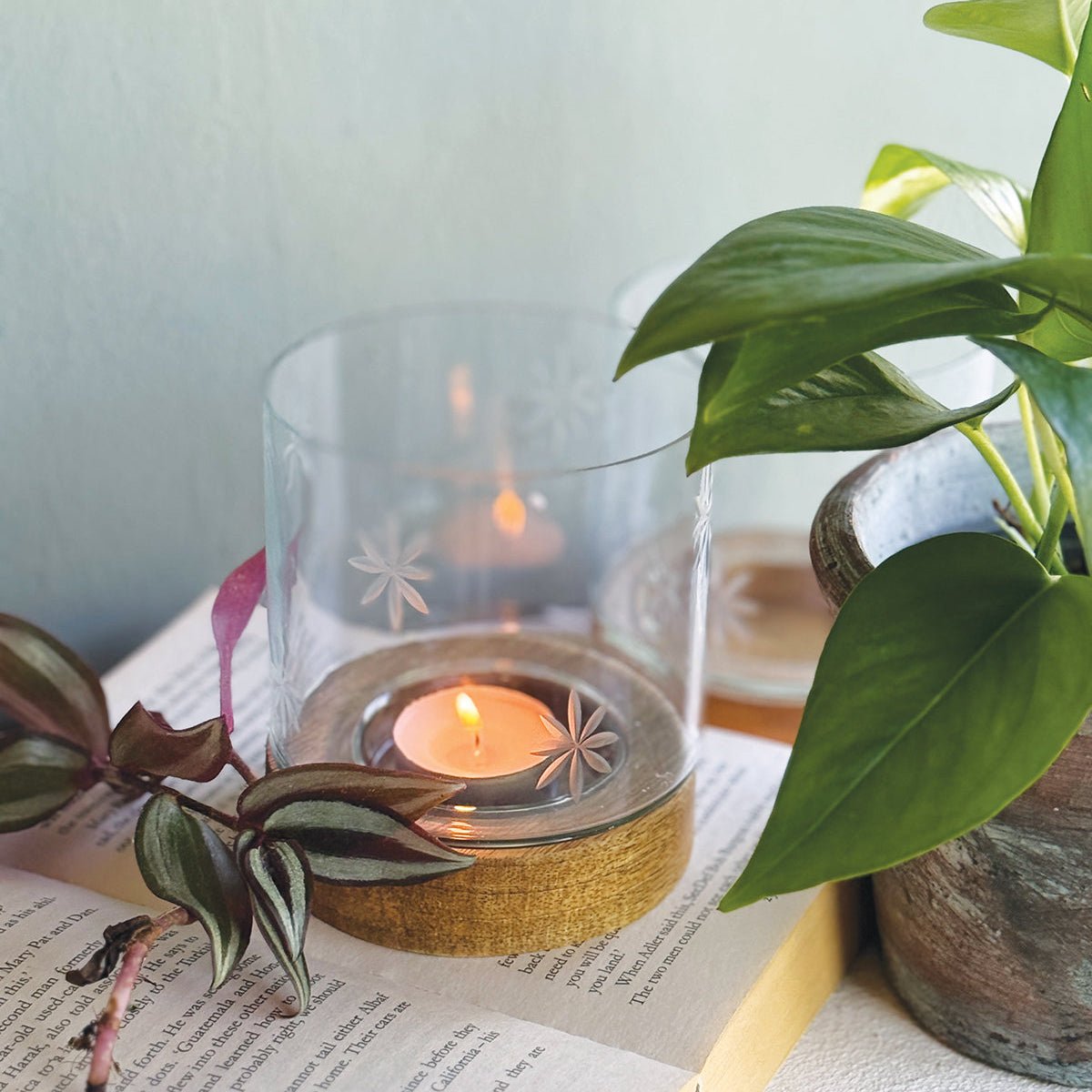 Etched Star Hurricane Candle Holder - Simply Rye