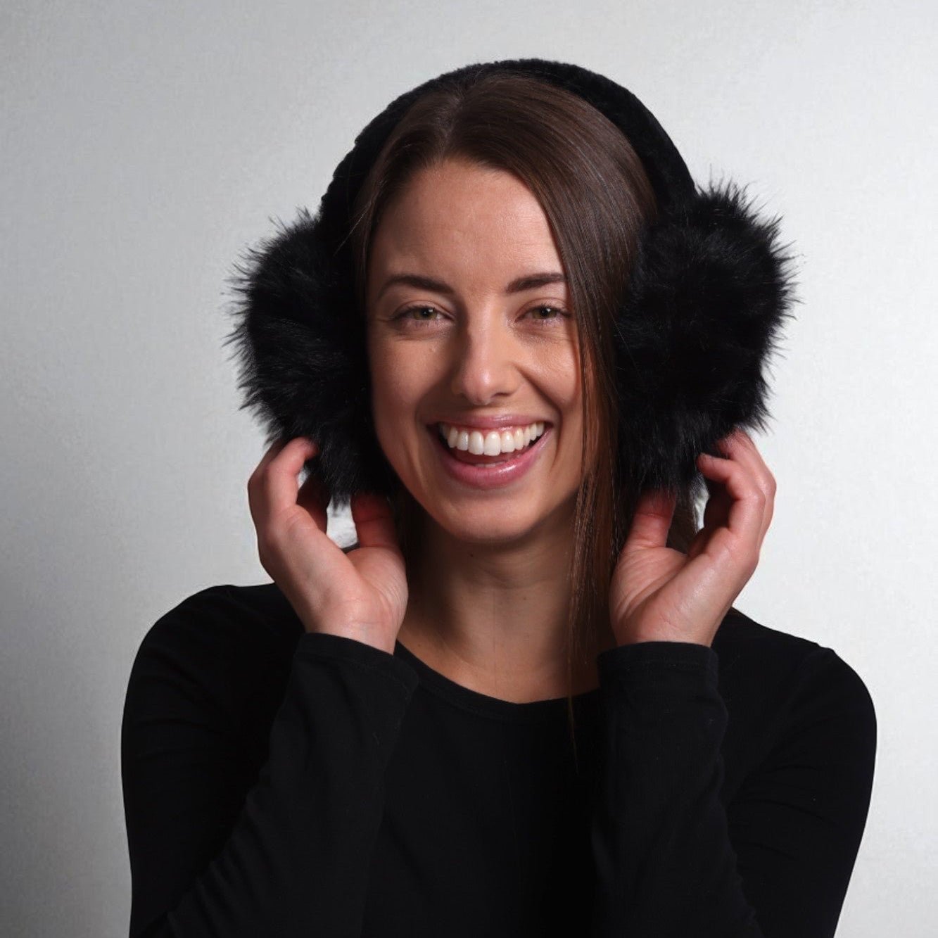 Faux Fur Earmuffs - Black - Simply Rye