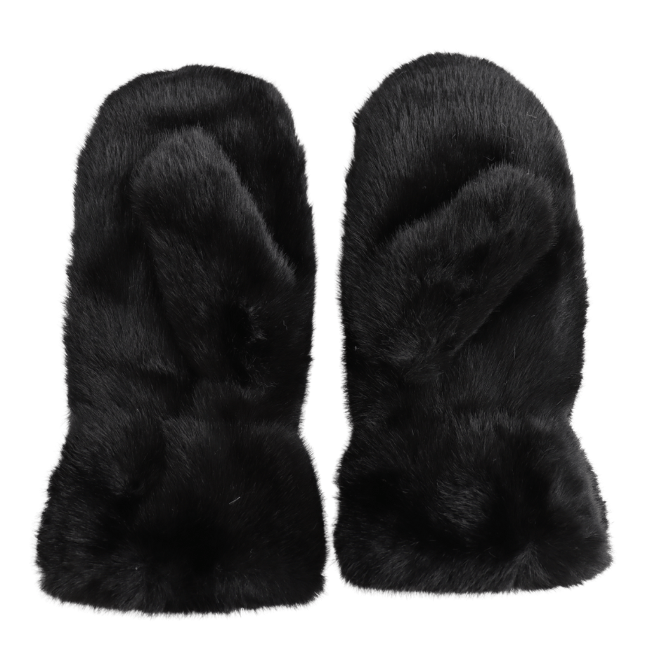 Faux Fur Mittens - Black - Simply Rye