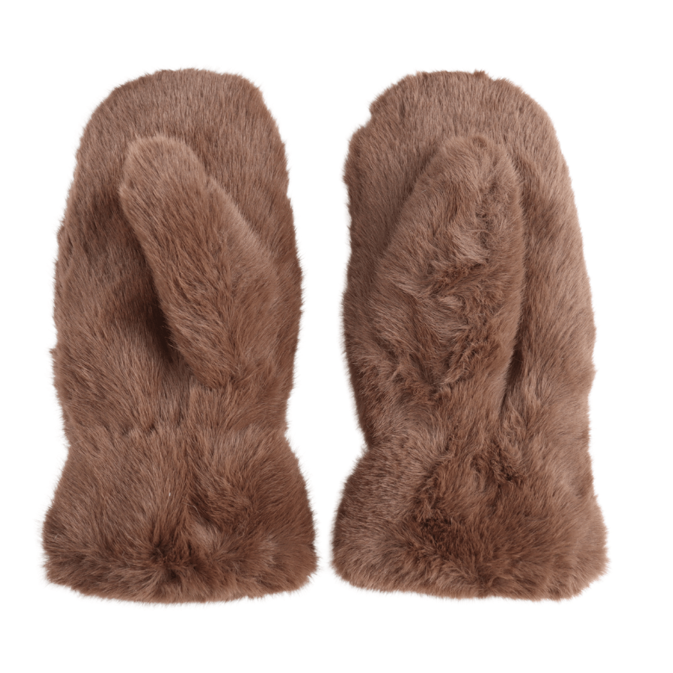 Faux Fur Mittens - Brown - Simply Rye