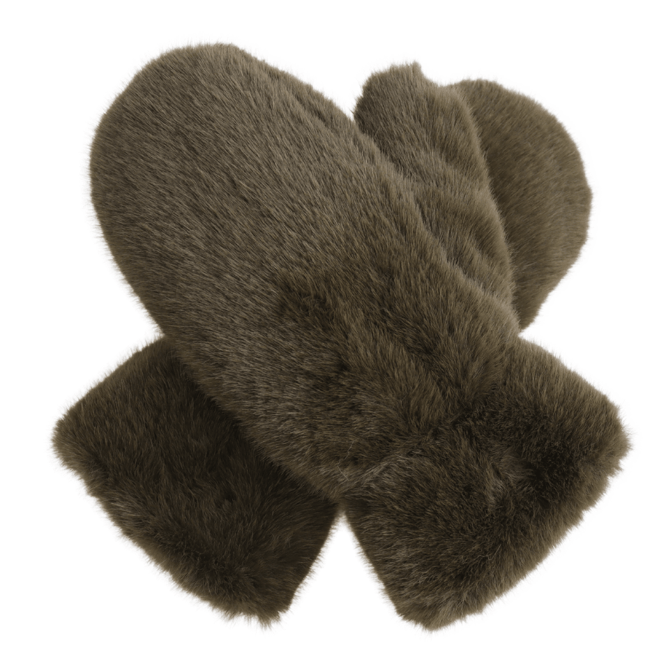 Faux Fur Mittens - Olive Green - Simply Rye