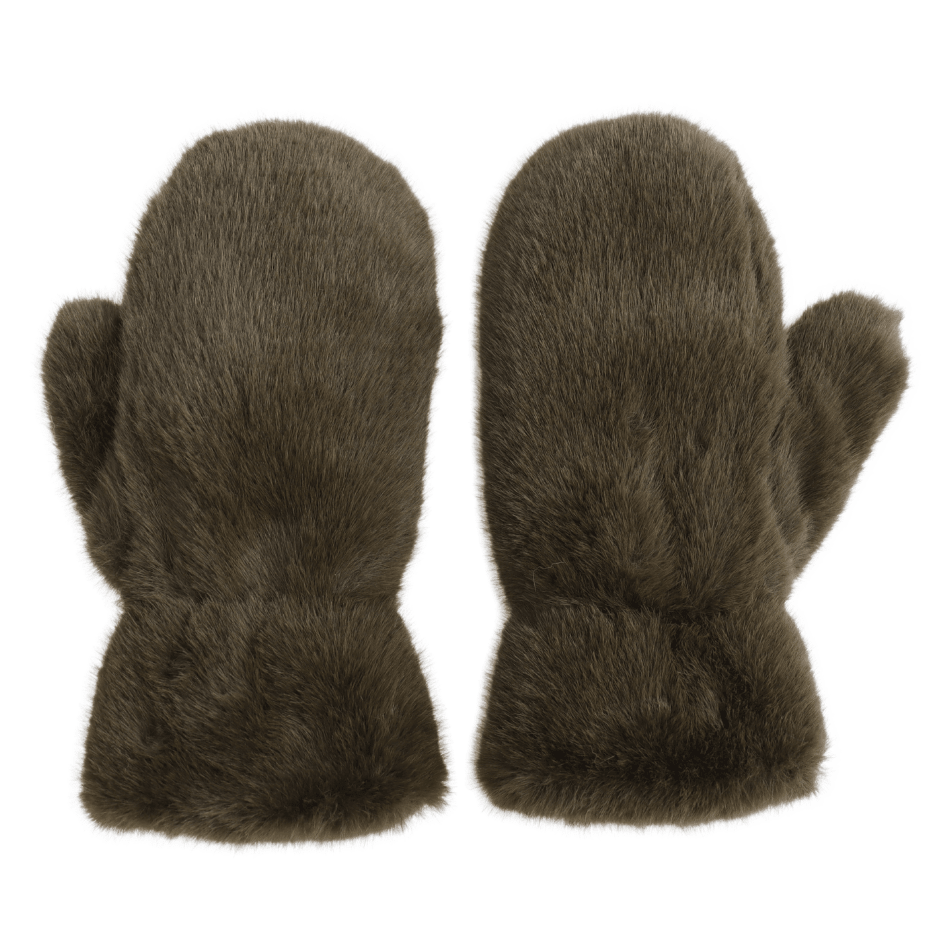 Faux Fur Mittens - Olive Green - Simply Rye