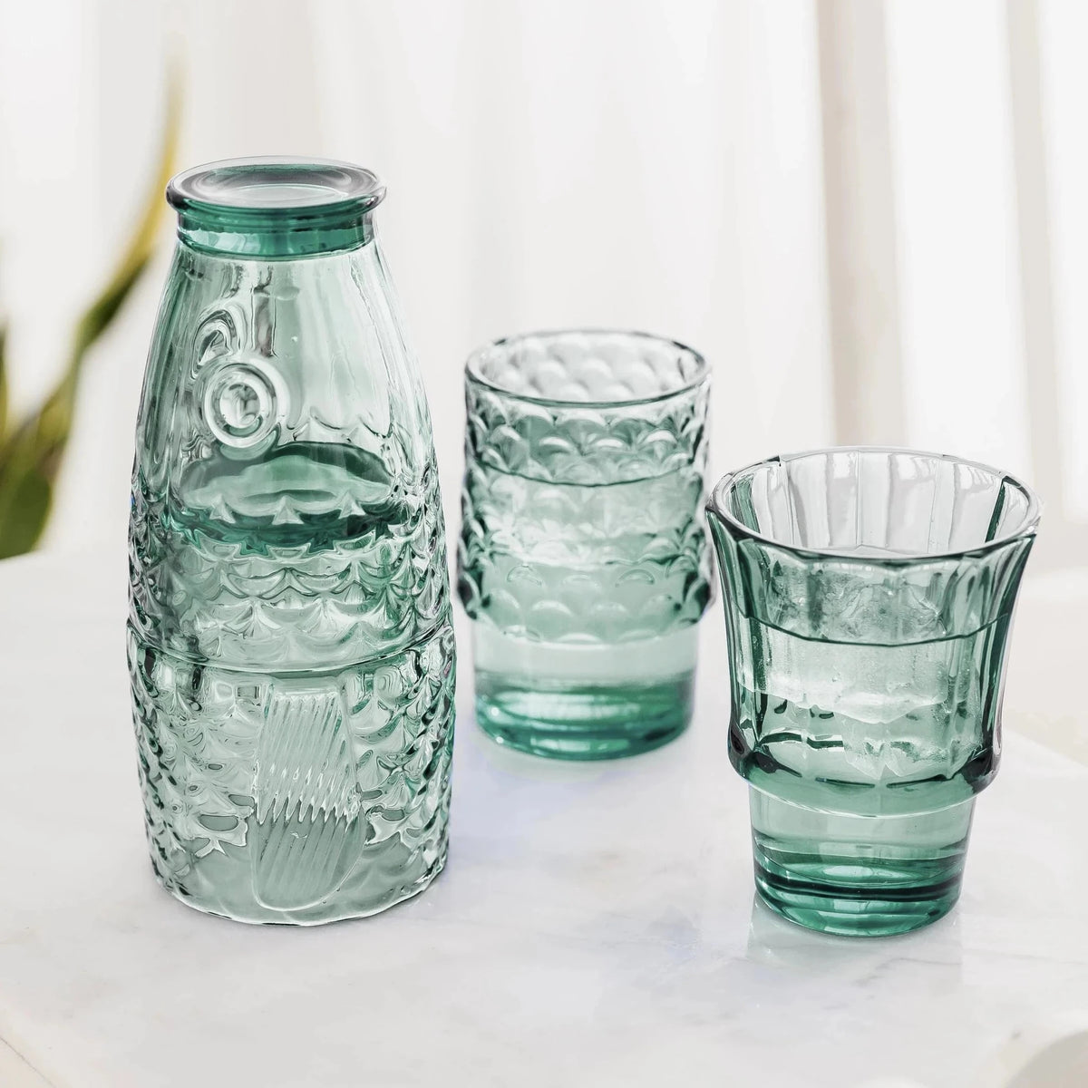 Fish Stacking Glasses - Green - Simply Rye