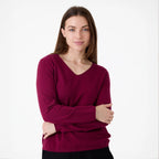 Fitted V Neck Jumper - Berry - Simply Rye