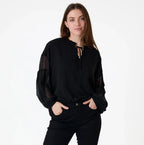 Flock Spot Poet Blouse - Black - Simply Rye