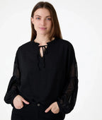 Flock Spot Poet Blouse - Black - Simply Rye