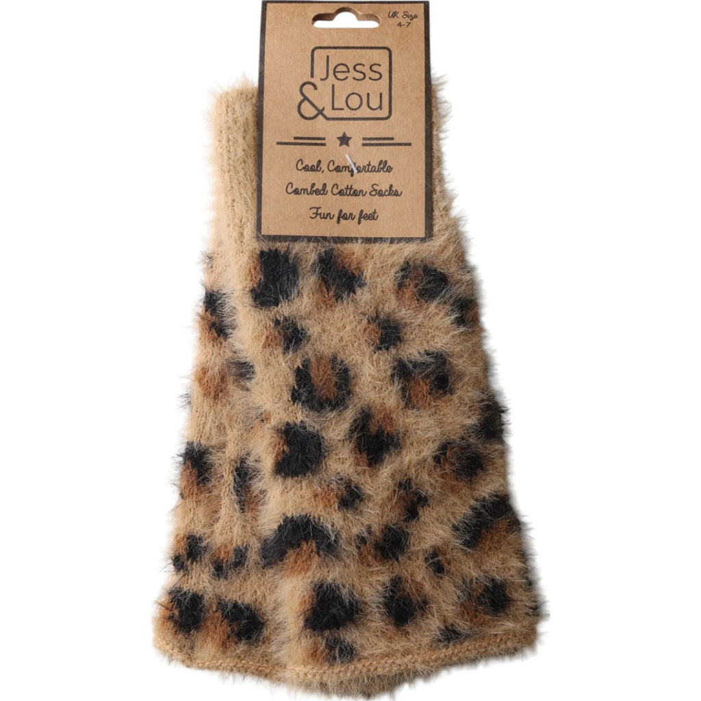 Fluffy Leopard Fingerless Gloves - Simply Rye