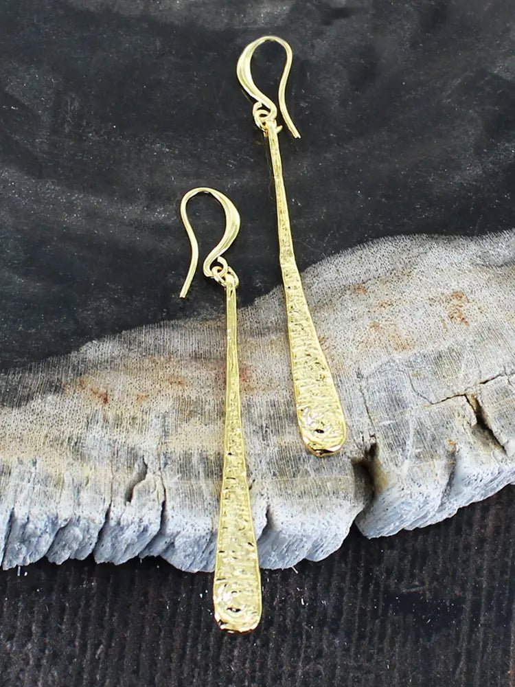 Gold Plated Beaten Teardrop Earrings - Simply Rye