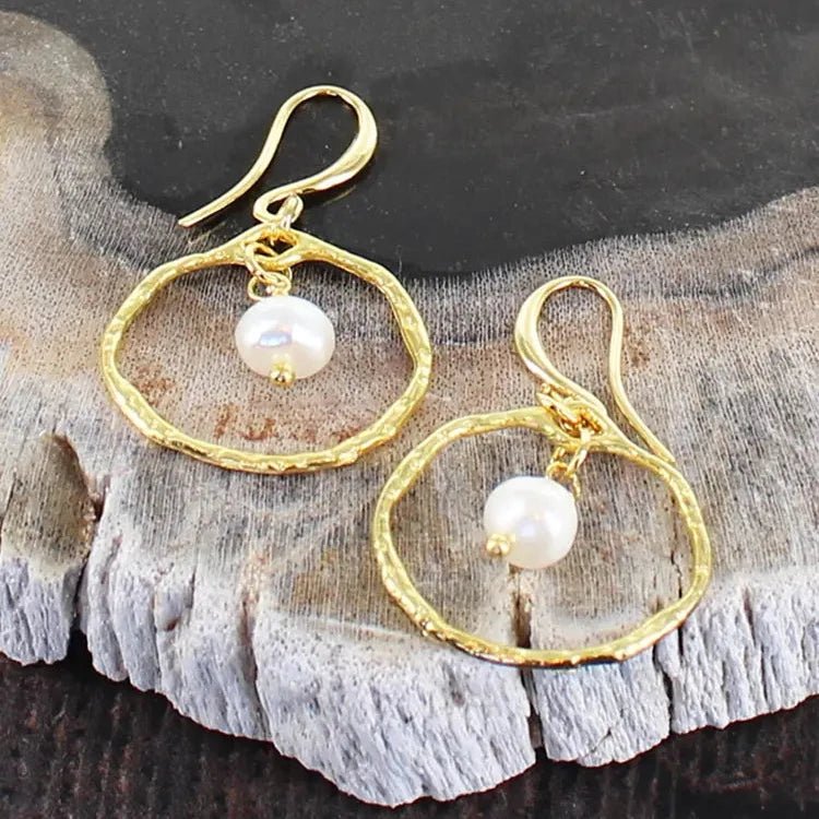 Gold Plated Ring & Pearl Earrings - Simply Rye