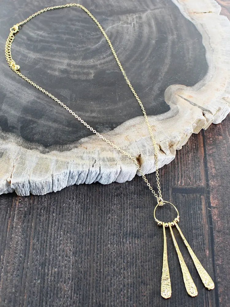 Gold Plated Teardrop & Ring Necklace - Simply Rye