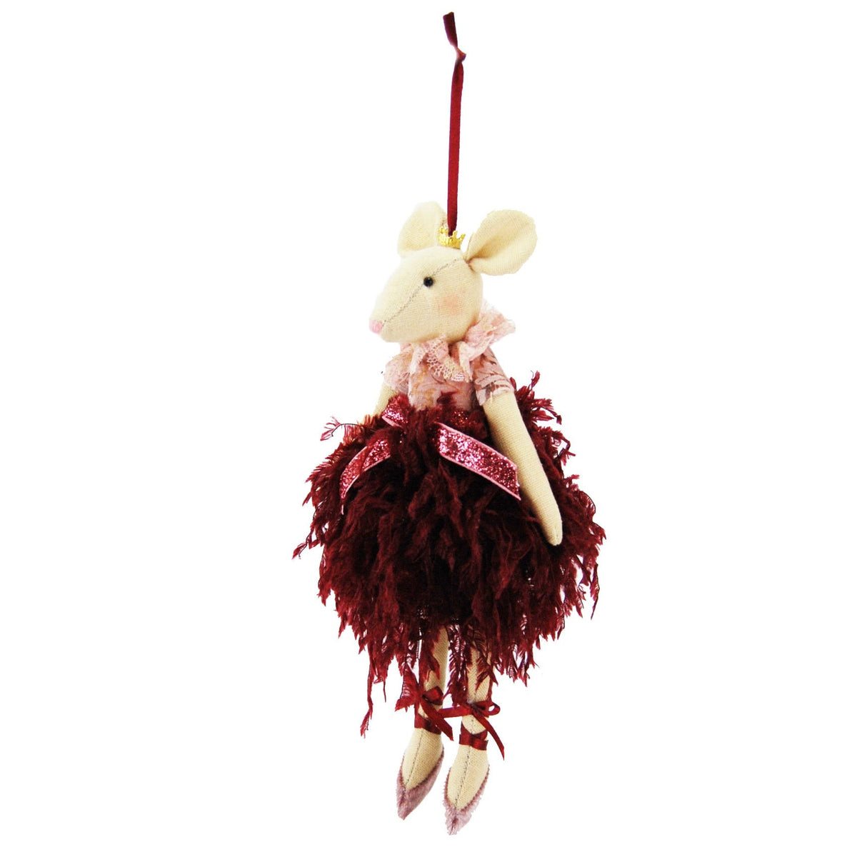 Hanging Burgundy Angel Mouse - Simply Rye