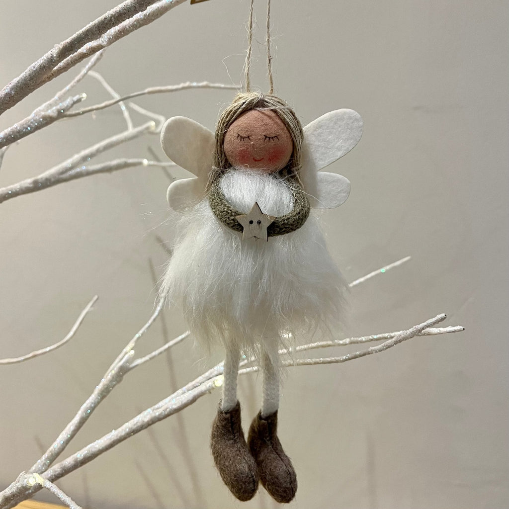 Hanging Fluffy Angel Decoration - Simply Rye