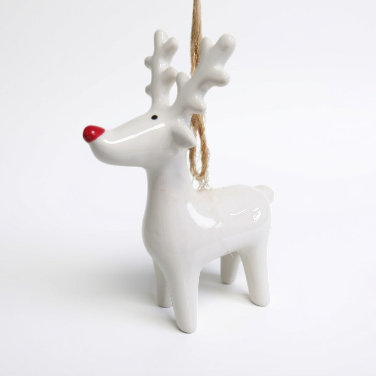 Hanging White Reindeer Christmas Decoration - Simply Rye
