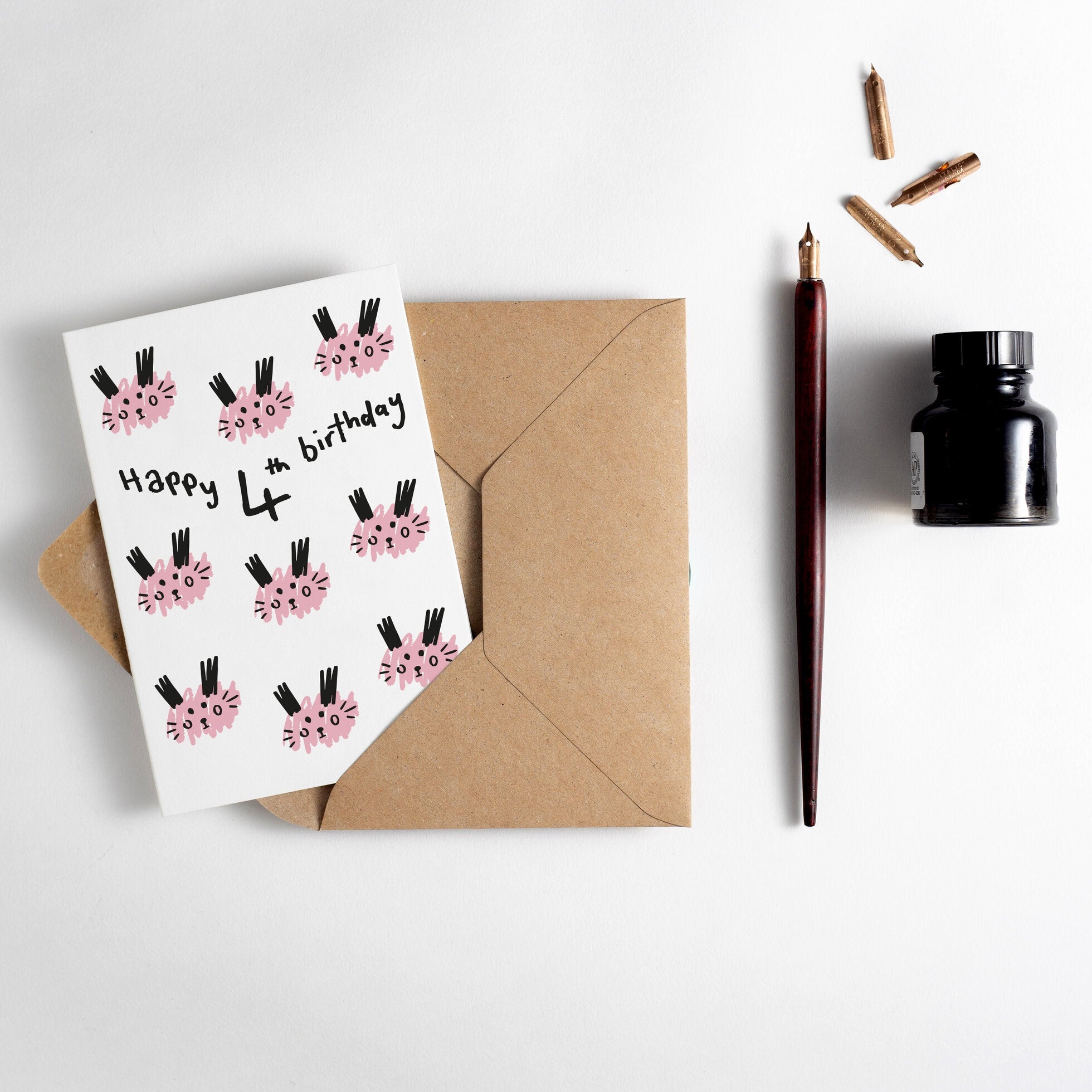 ‘Happy 4th Birthday!’ Rabbits Card - Simply Rye