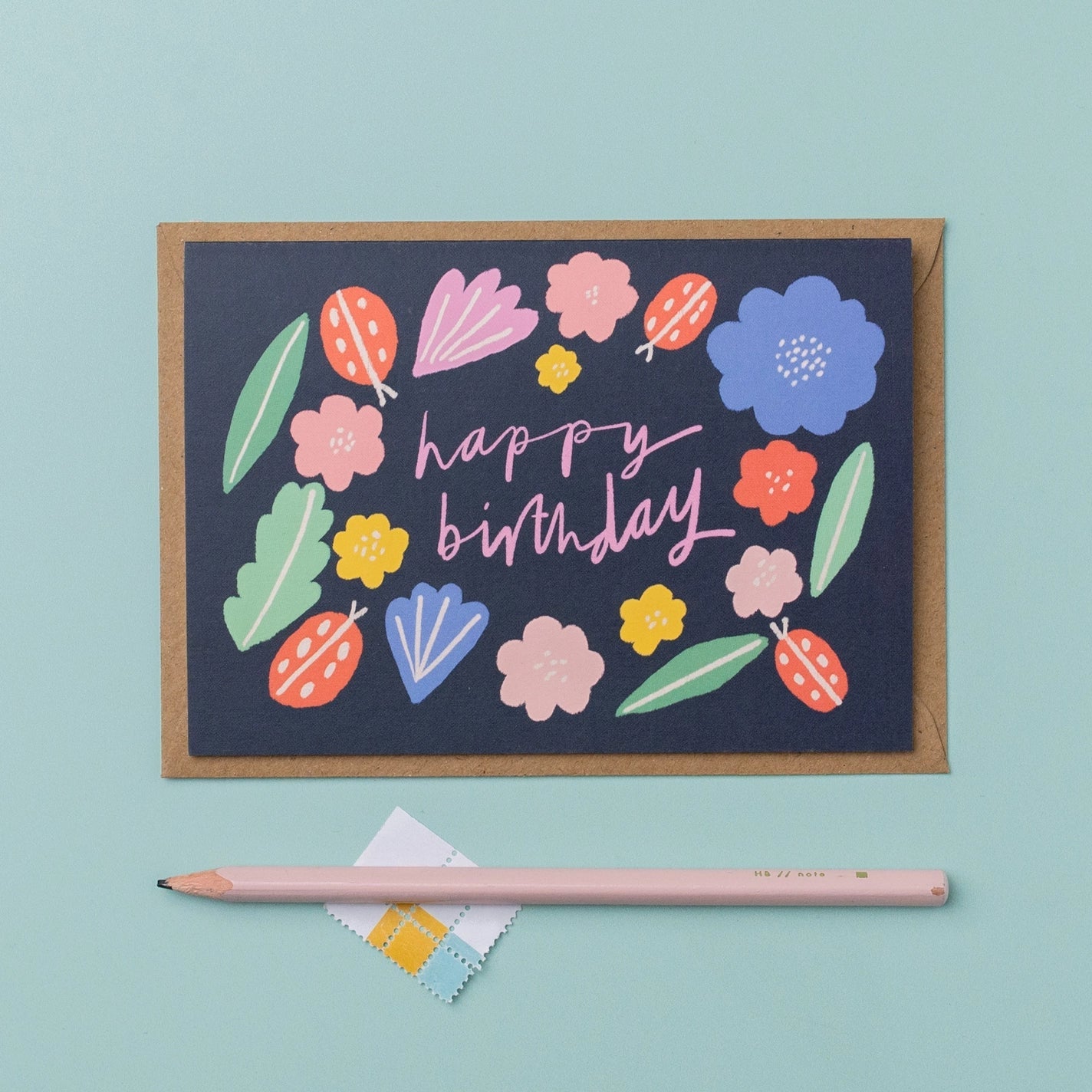 ‘Happy Birthday’ Floral Wreath Card - Simply Rye