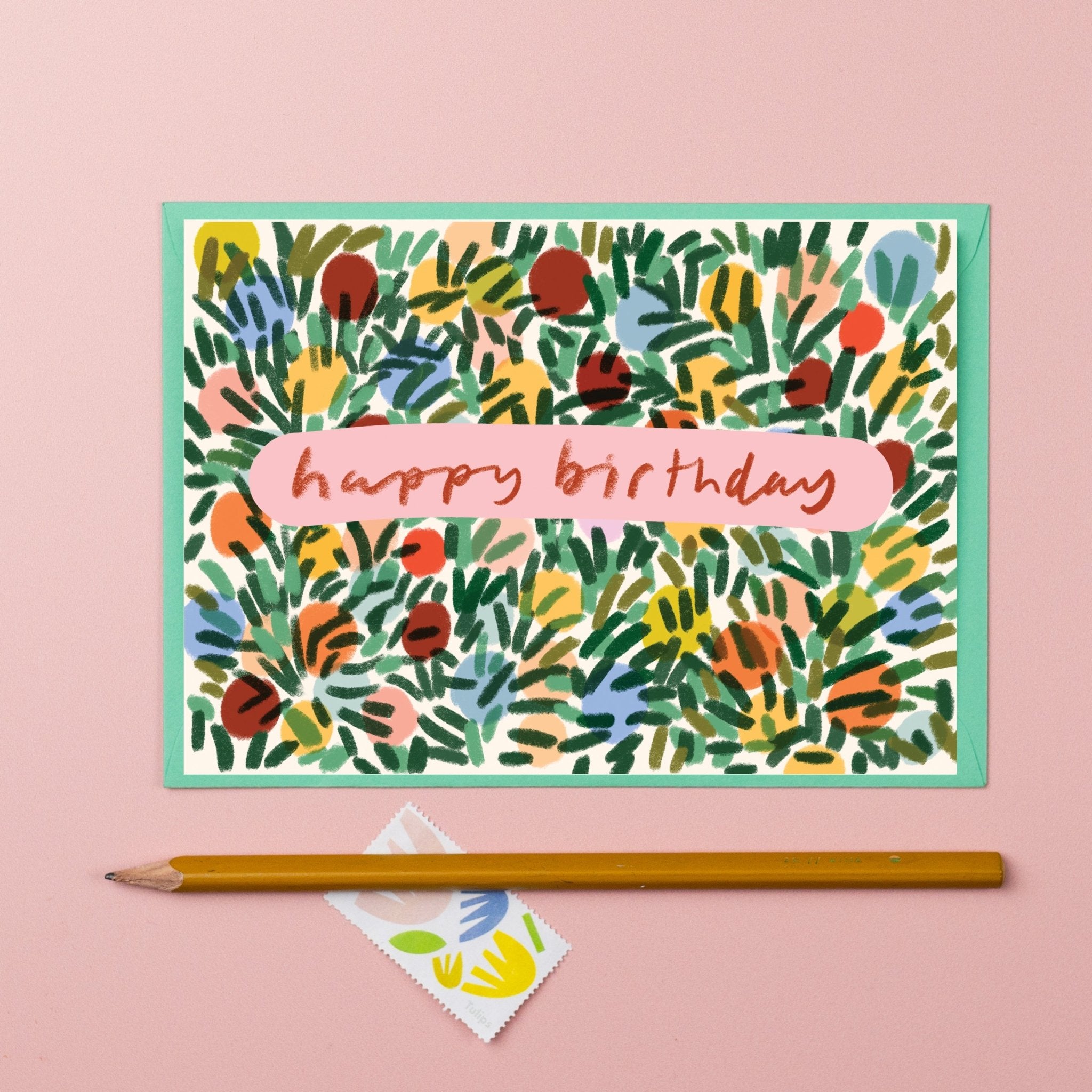 ‘Happy Birthday’ Spots and Leaves Card - Simply Rye