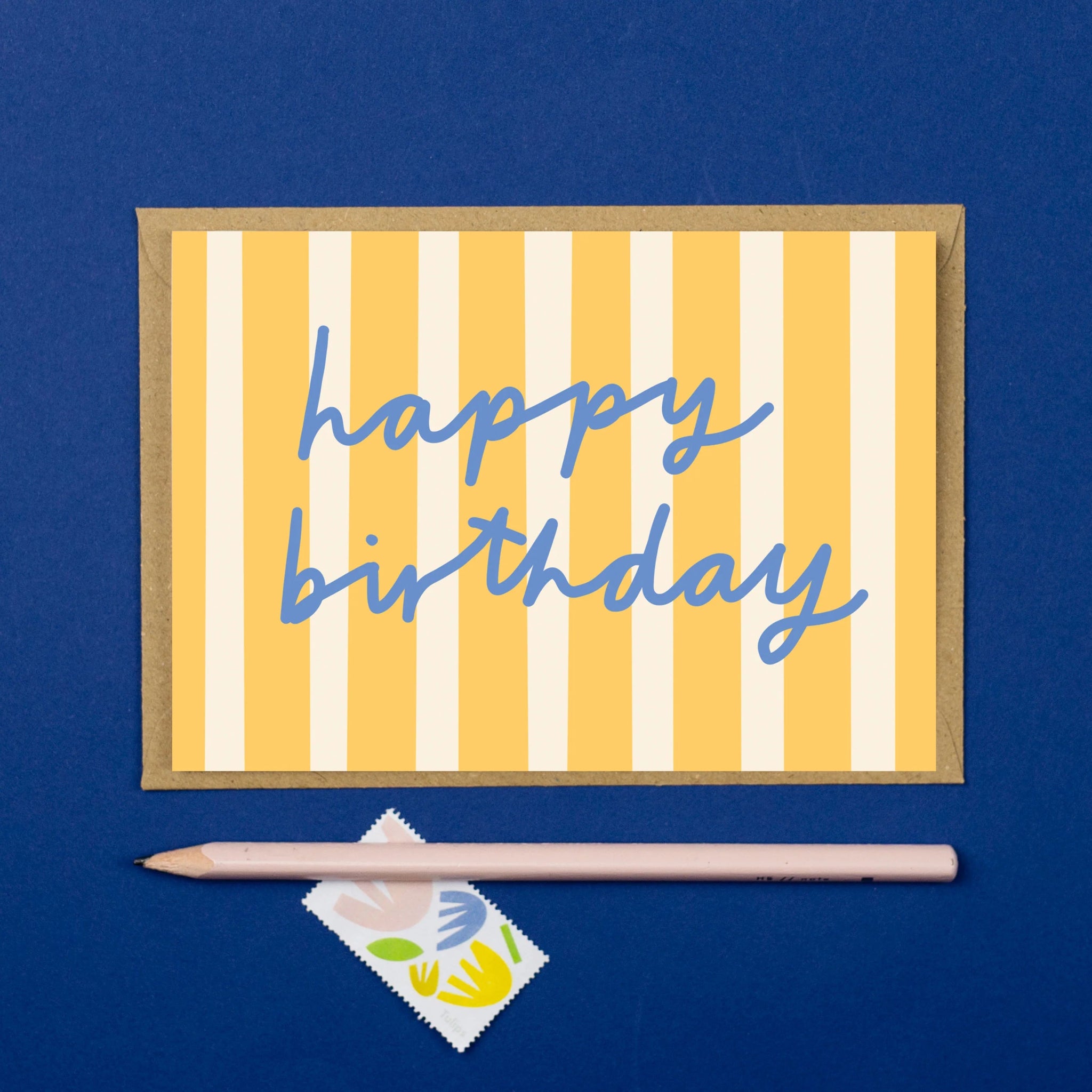 ‘Happy Birthday’ Yellow Stripes Card - Simply Rye