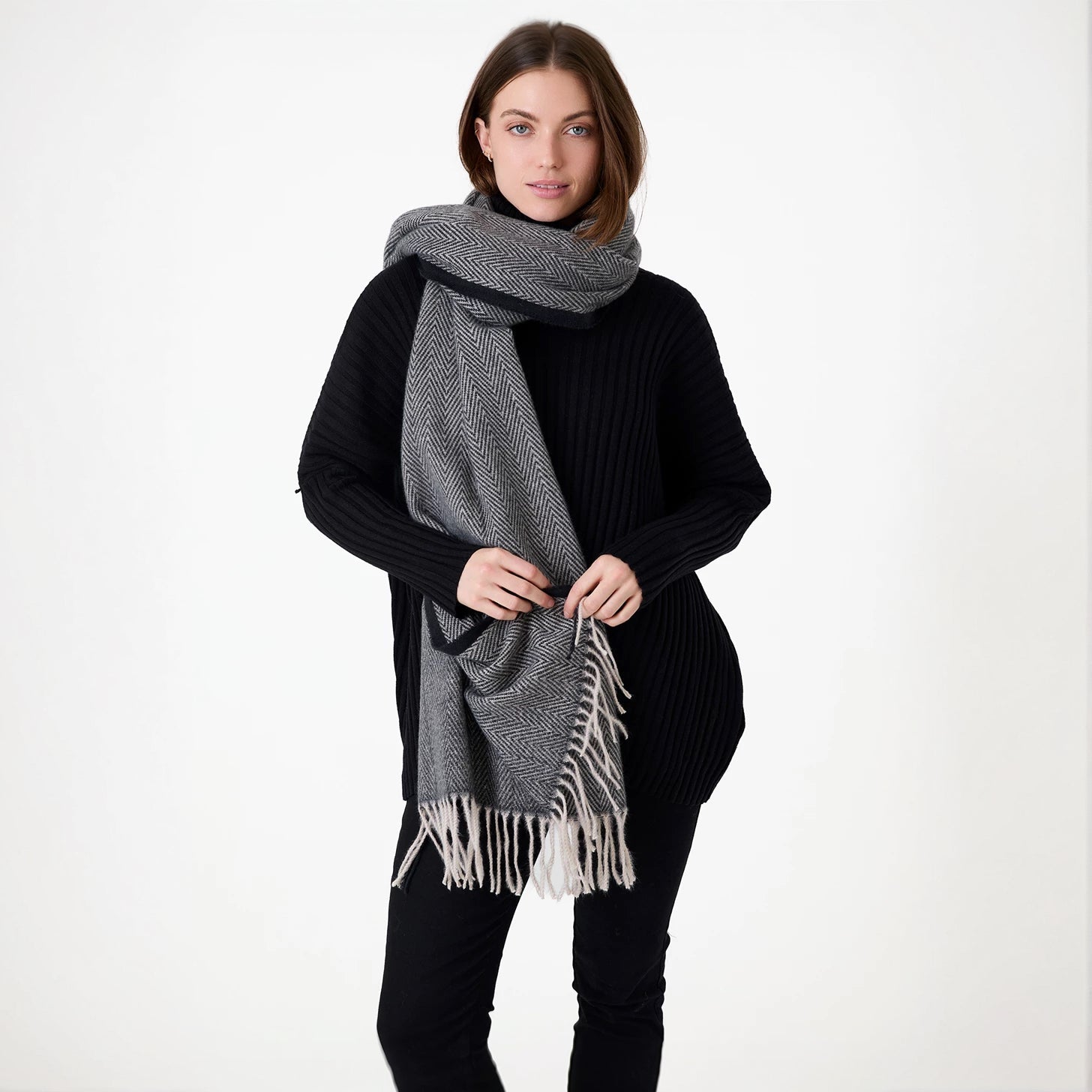 Herringbone Scarf - Black - Simply Rye