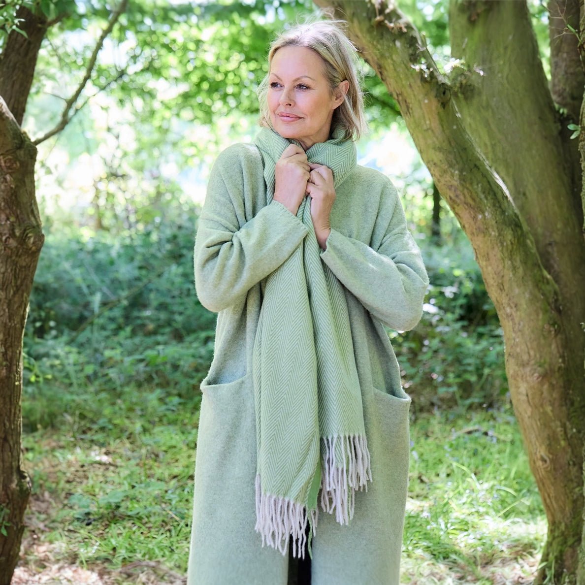 Herringbone Scarf - Leaf Green - Simply Rye