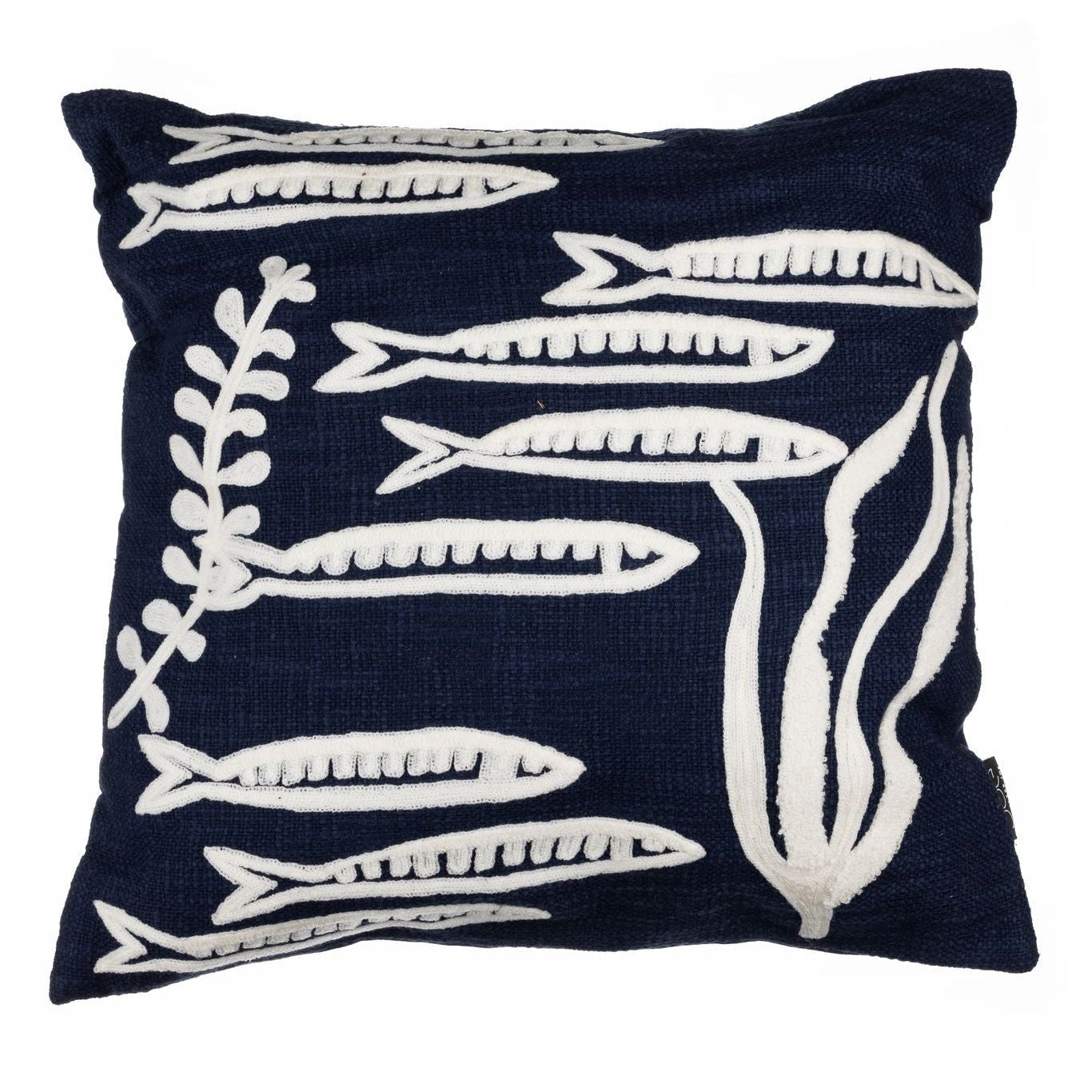 Indigo Sardines and Seaweed Cushion - Simply Rye