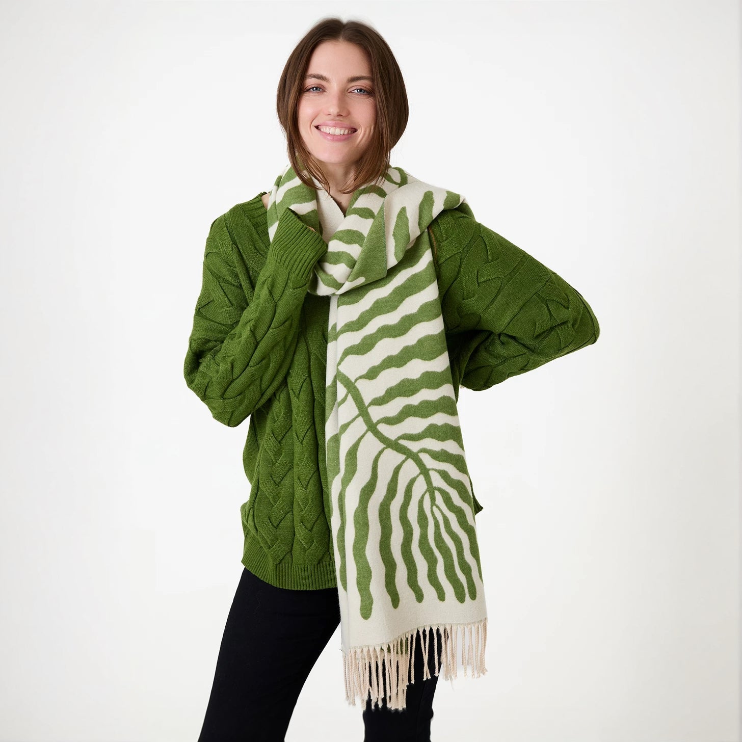 Jacquard Doubleface Scarf - Leaf Green - Simply Rye