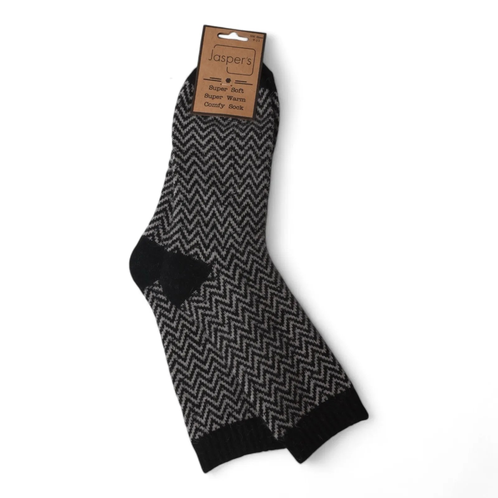 Jaspers Cosy Socks - Black Herringbone - Simply Rye