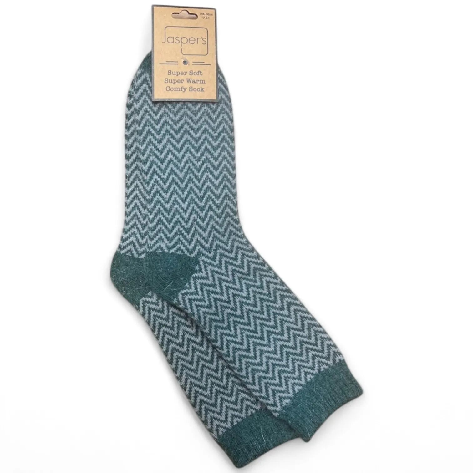 Jaspers Cosy Socks - Green Herringbone - Simply Rye