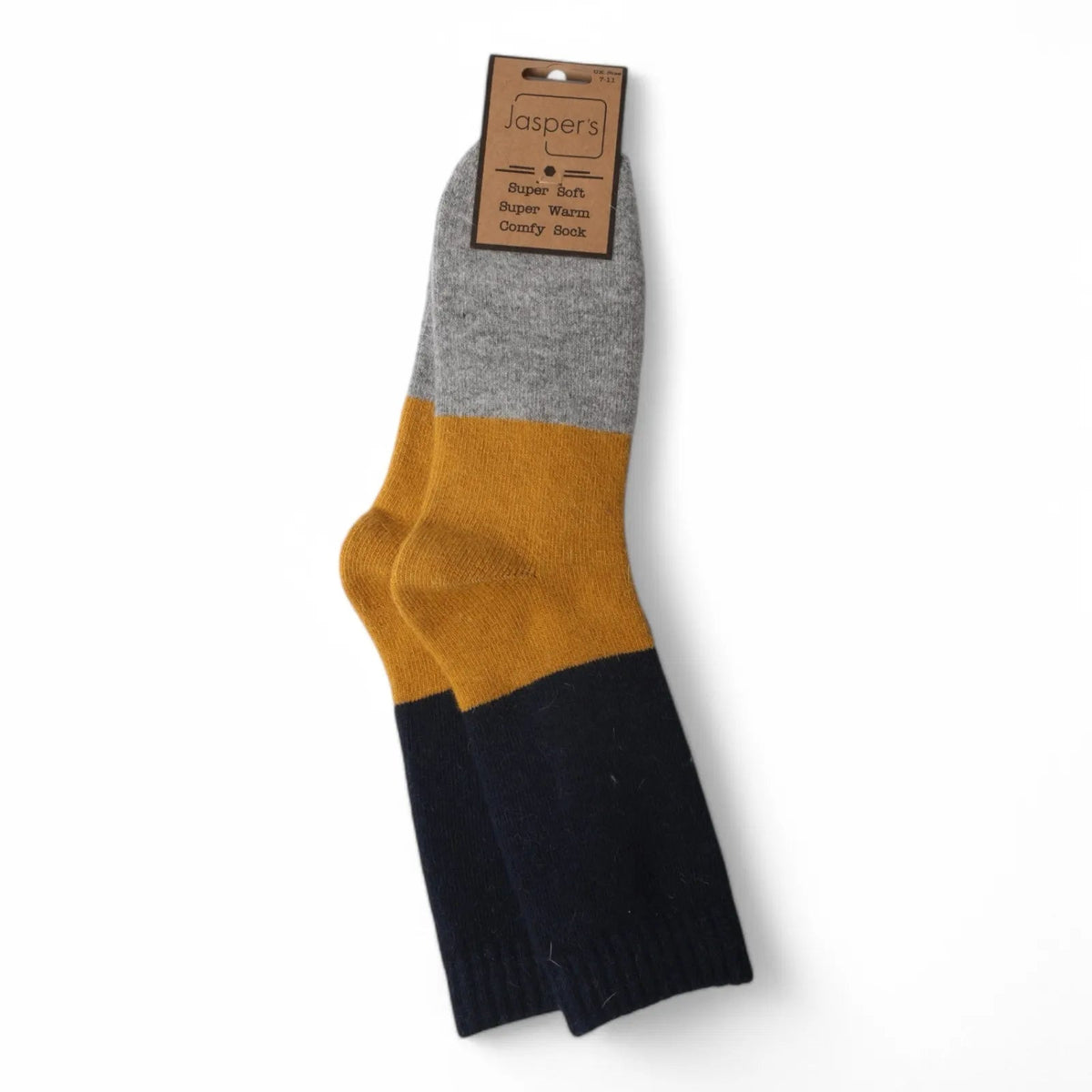 Jaspers Cosy Socks - Mustard & Navy Block - Simply Rye