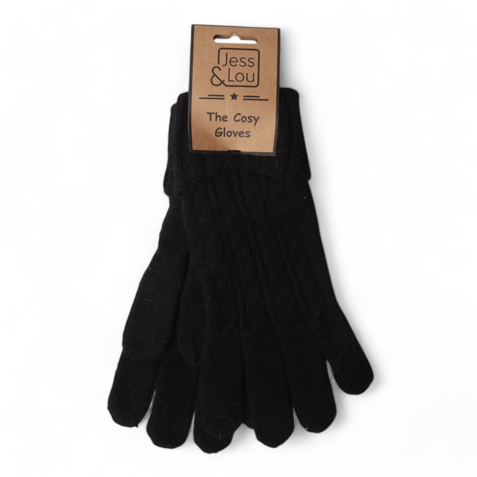 Jess & Lou Cable Gloves - Black - Simply Rye