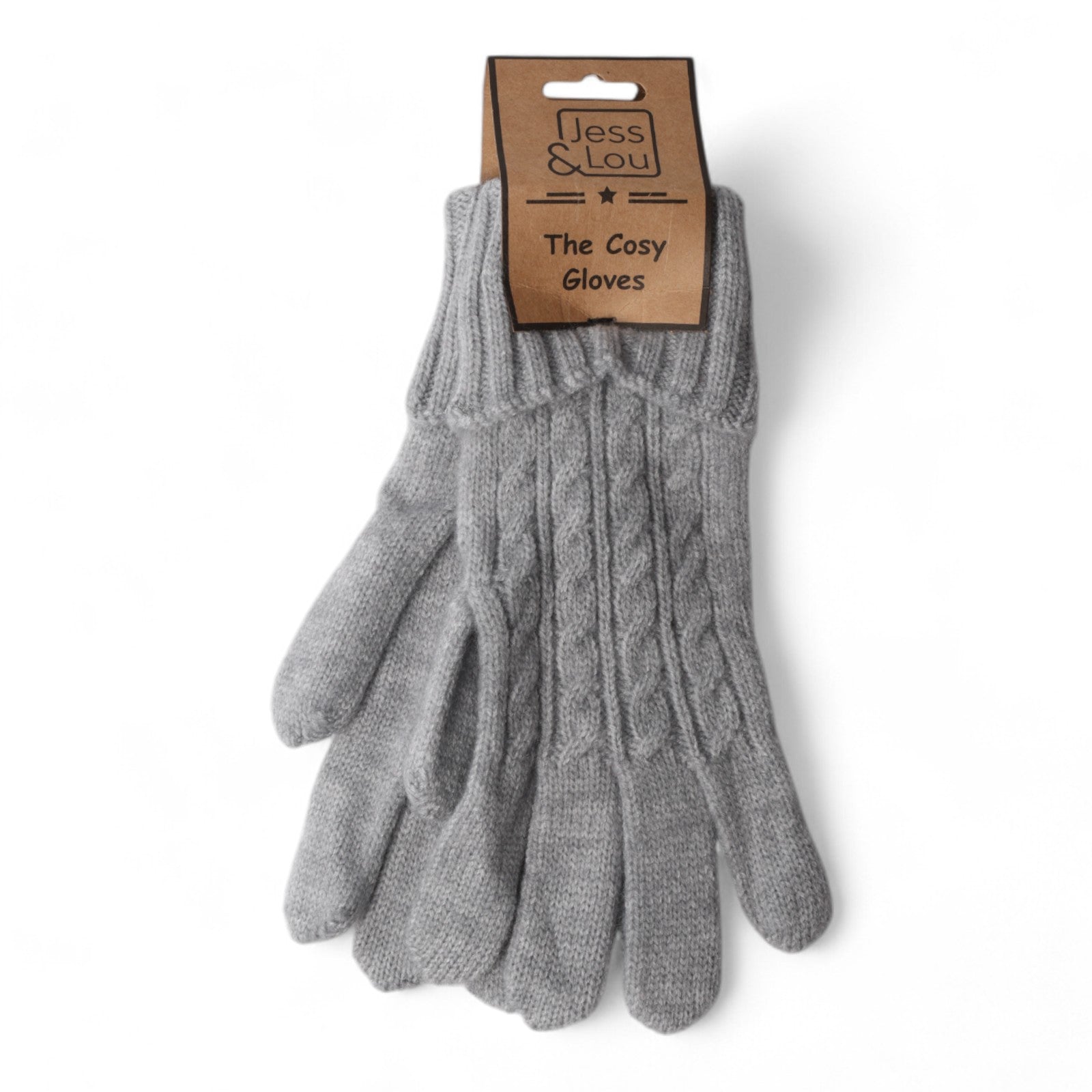 Jess & Lou Cable Gloves - Silver Grey - Simply Rye