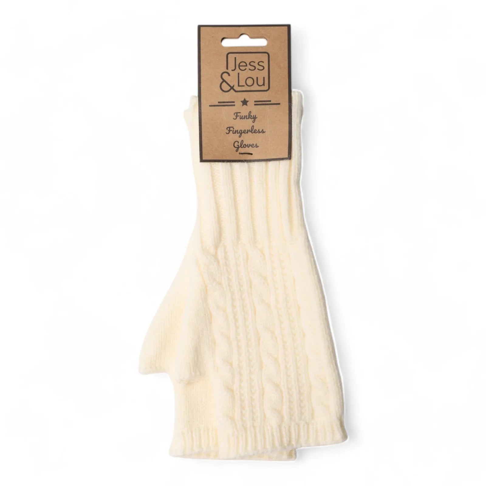 Jess & Lou Fingerless Gloves - Cream Cable Knit - Simply Rye