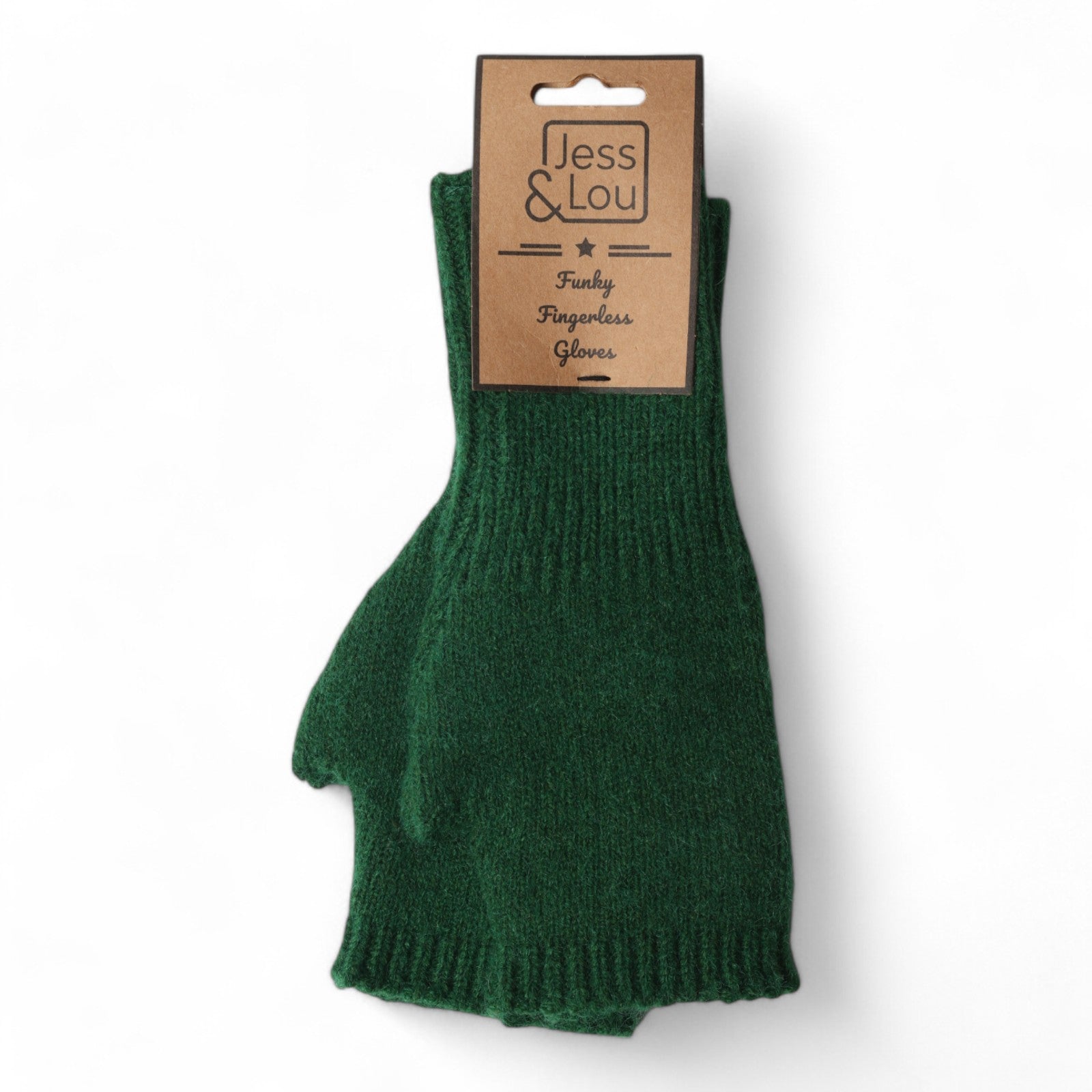 Jess & Lou Fingerless Gloves - Green Simple Knit - Simply Rye