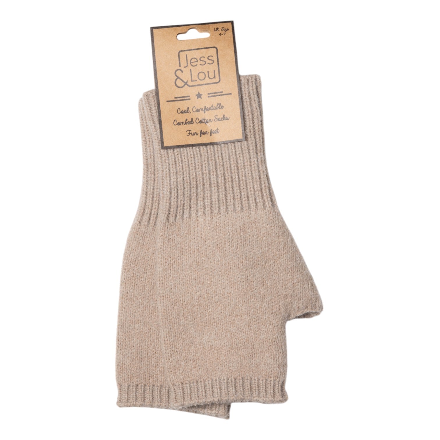 Jess & Lou Fingerless Gloves - Oatmeal Simple Knit - Simply Rye