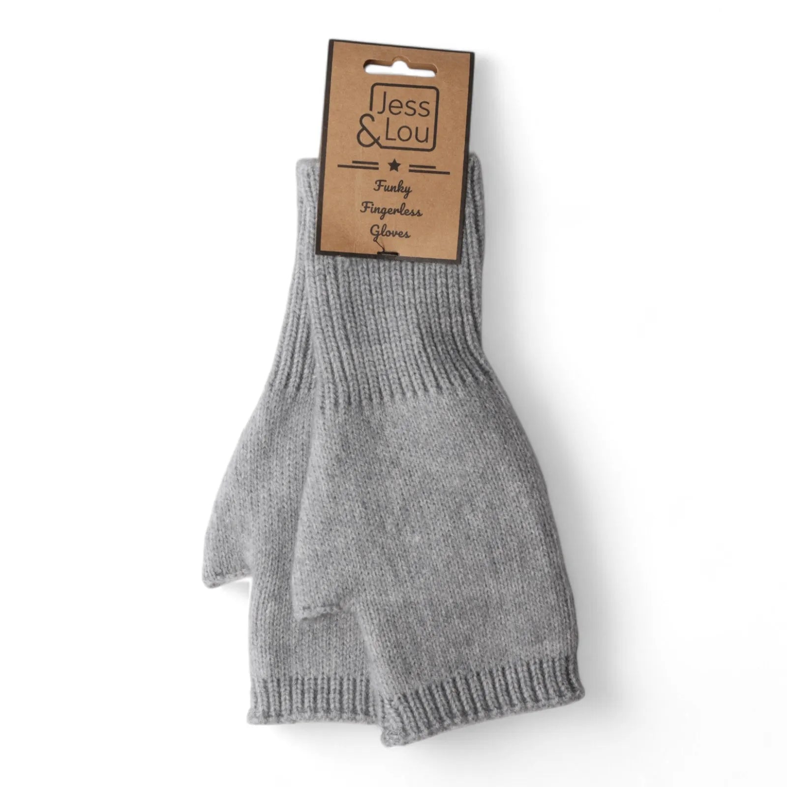Jess & Lou Fingerless Gloves - Silver Grey Simple Knit - Simply Rye