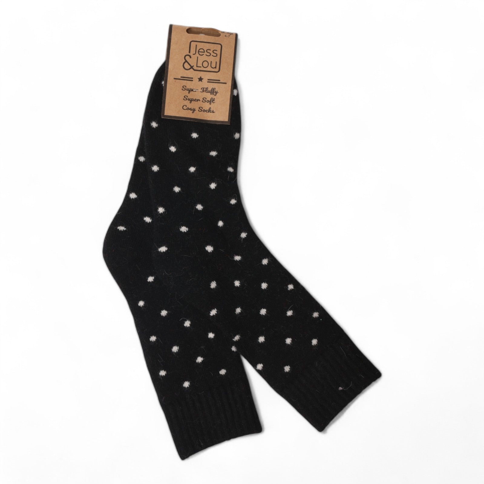 Jess & Lou Ribbed Socks - Black Dots - Simply Rye