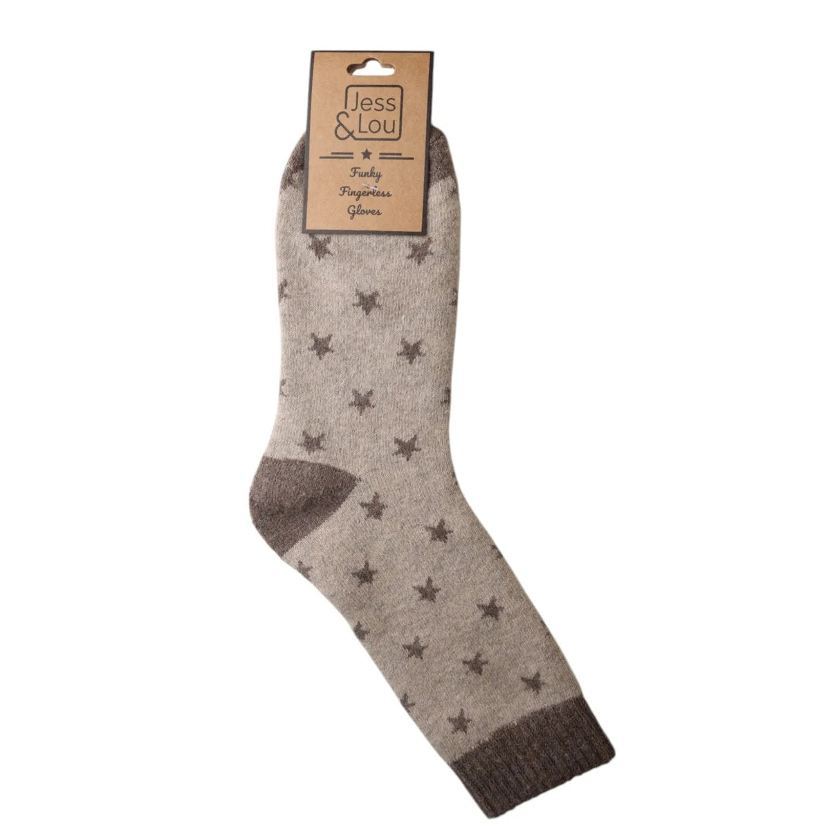 Jess & Lou Ribbed Socks - Cappuccino Stars - Simply Rye