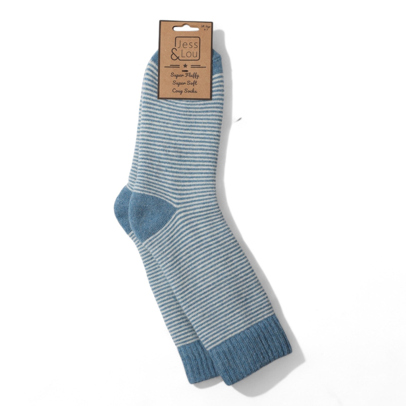 Jess & Lou Ribbed Socks - Cornflower Blue Stripes - Simply Rye