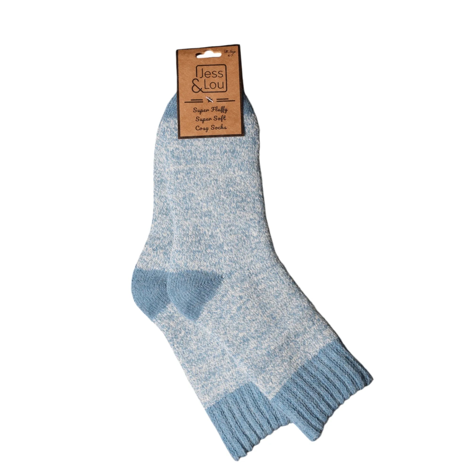 Jess & Lou Ribbed Socks - Cornflower Marl - Simply Rye