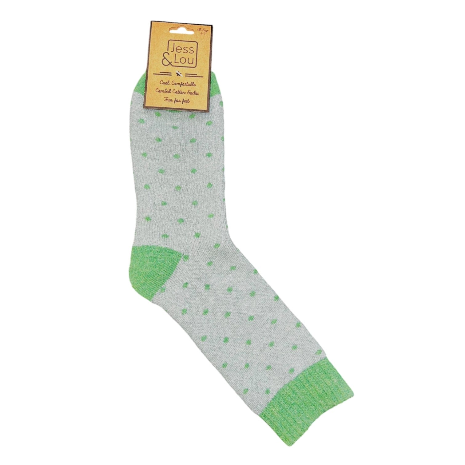 Jess & Lou Ribbed Socks - Green Dots - Simply Rye