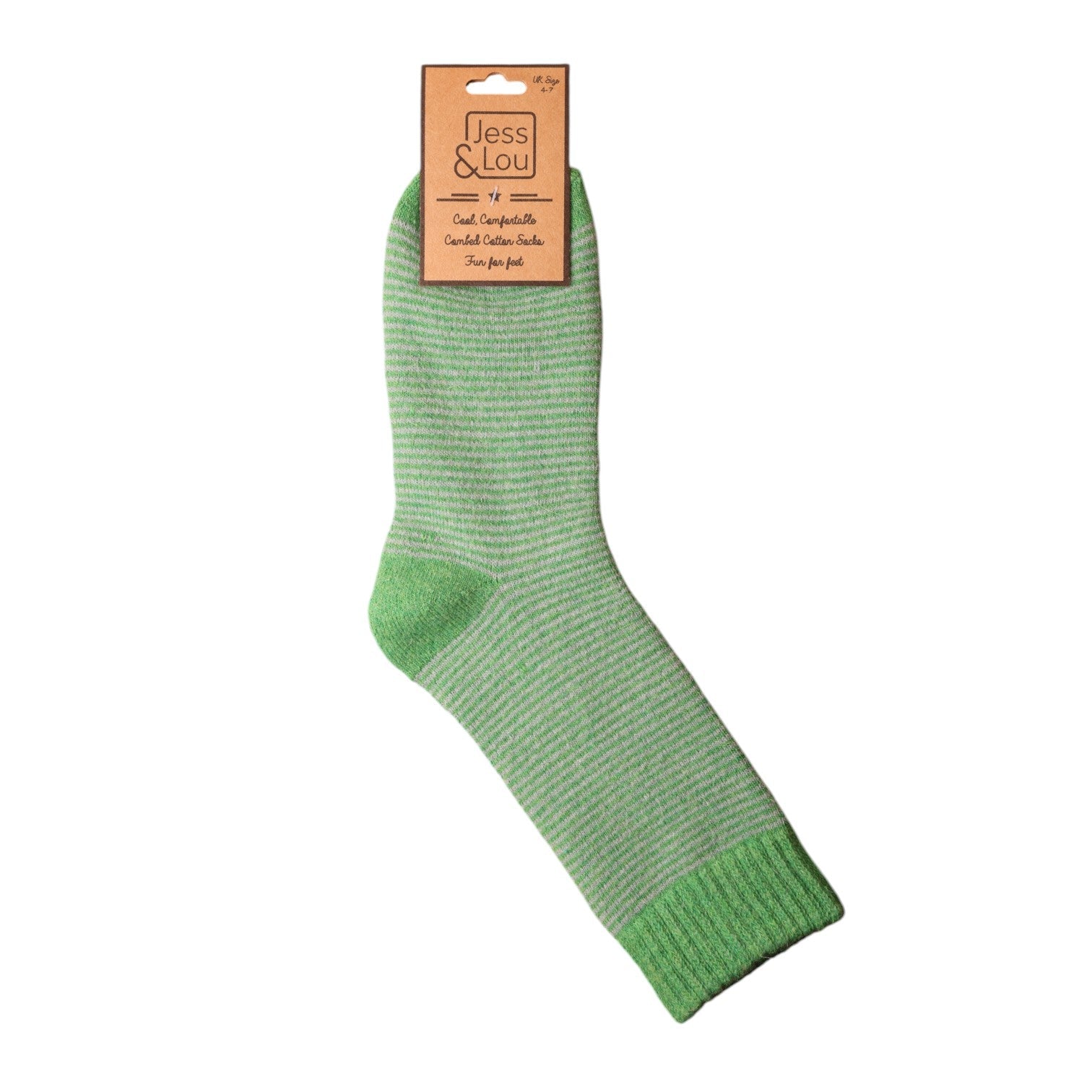 Jess & Lou Ribbed Socks - Green Stripes - Simply Rye