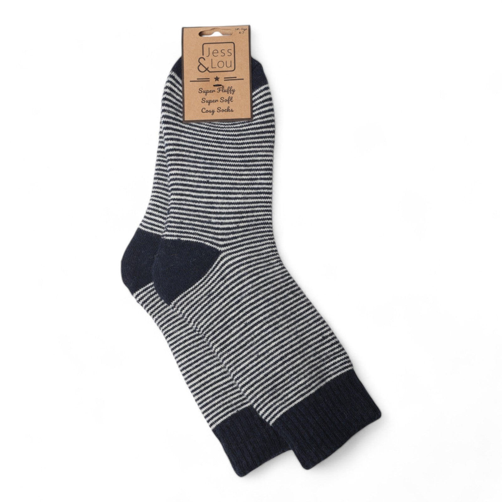 Jess & Lou Ribbed Socks - Navy Stripes - Simply Rye
