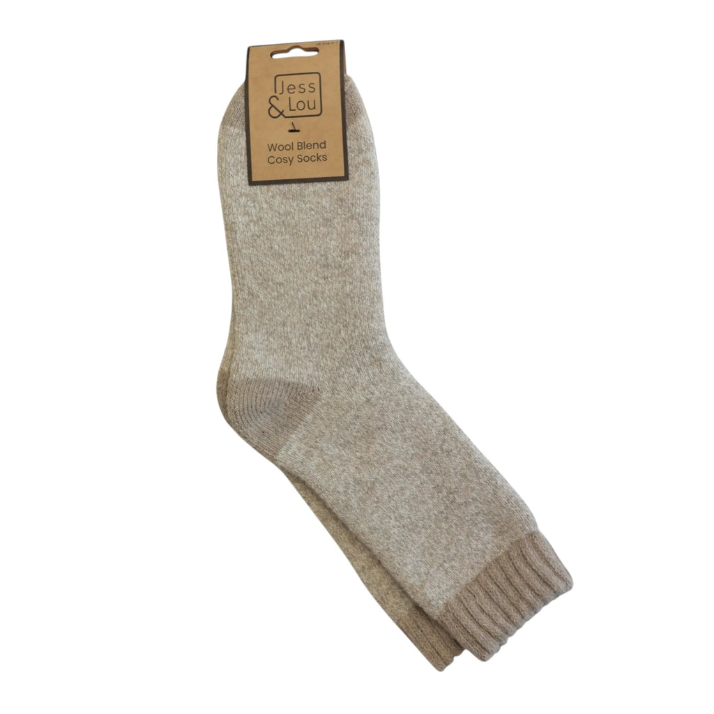 Jess & Lou Ribbed Socks - Oatmeal Marl - Simply Rye