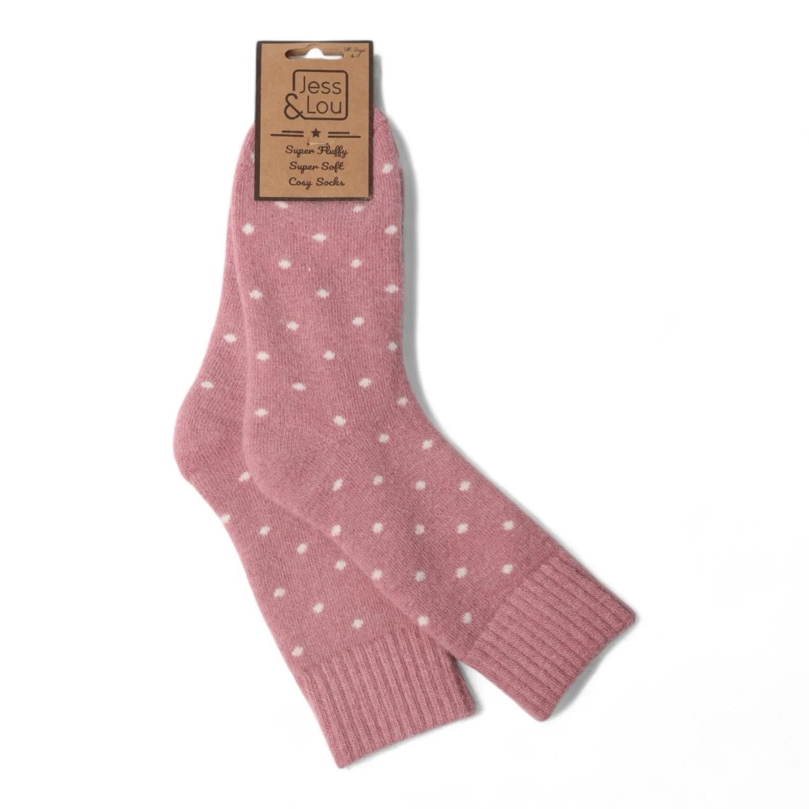 Jess & Lou Ribbed Socks - Pink Dots - Simply Rye