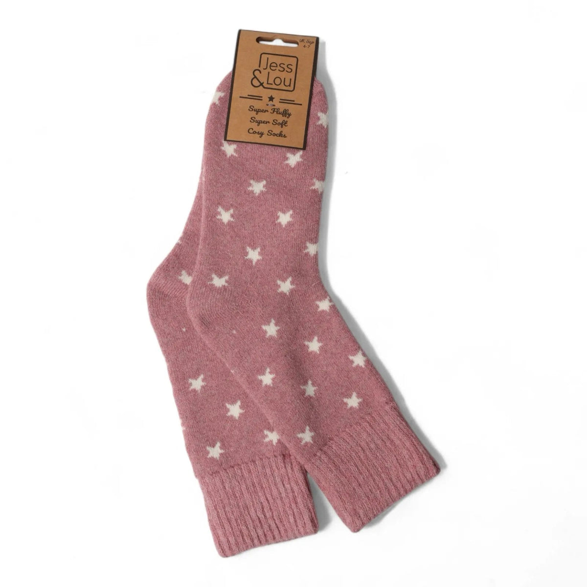 Jess & Lou Ribbed Socks - Pink Stars - Simply Rye