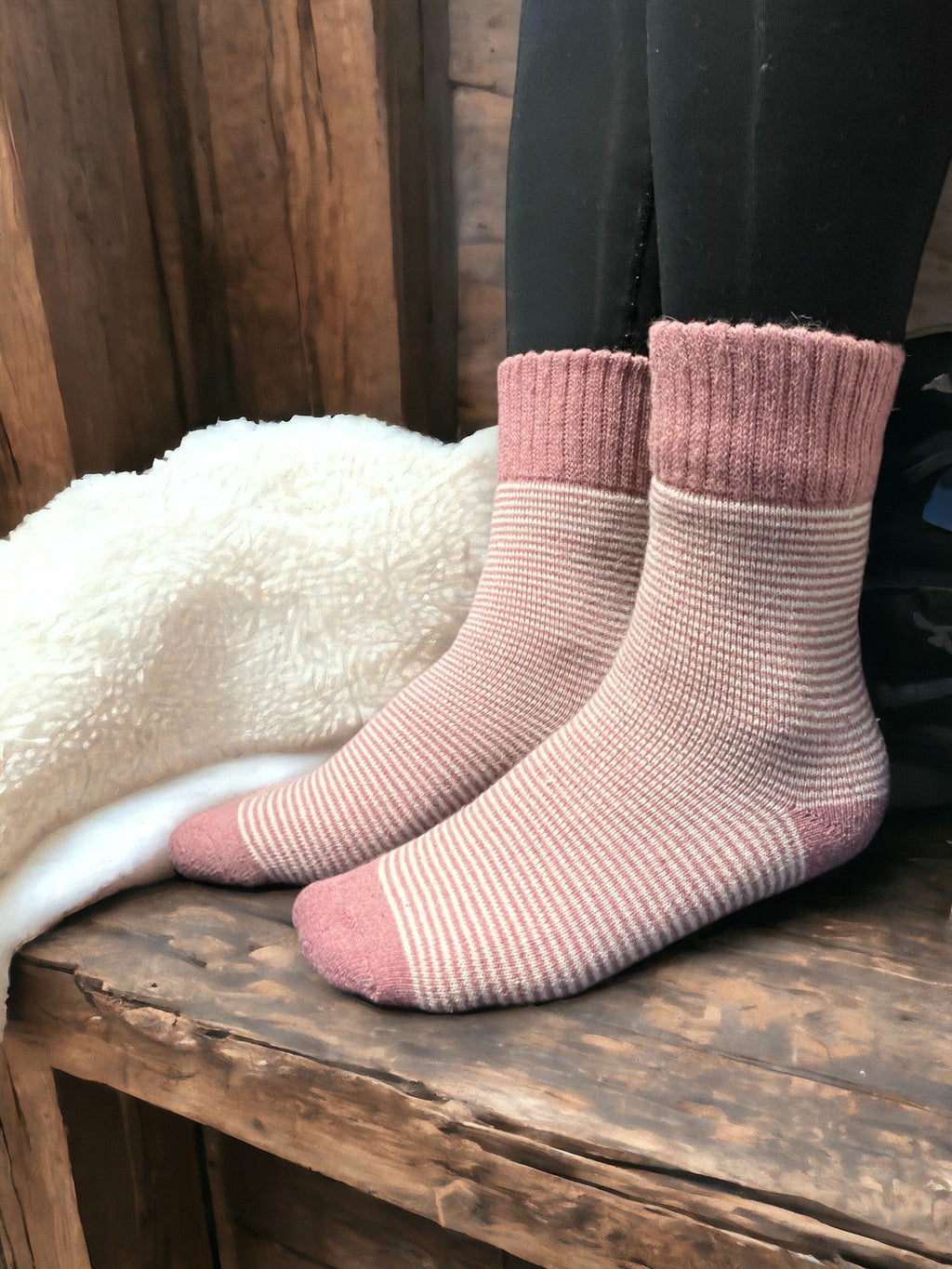 Jess & Lou Ribbed Socks - Pink Stripes - Simply Rye