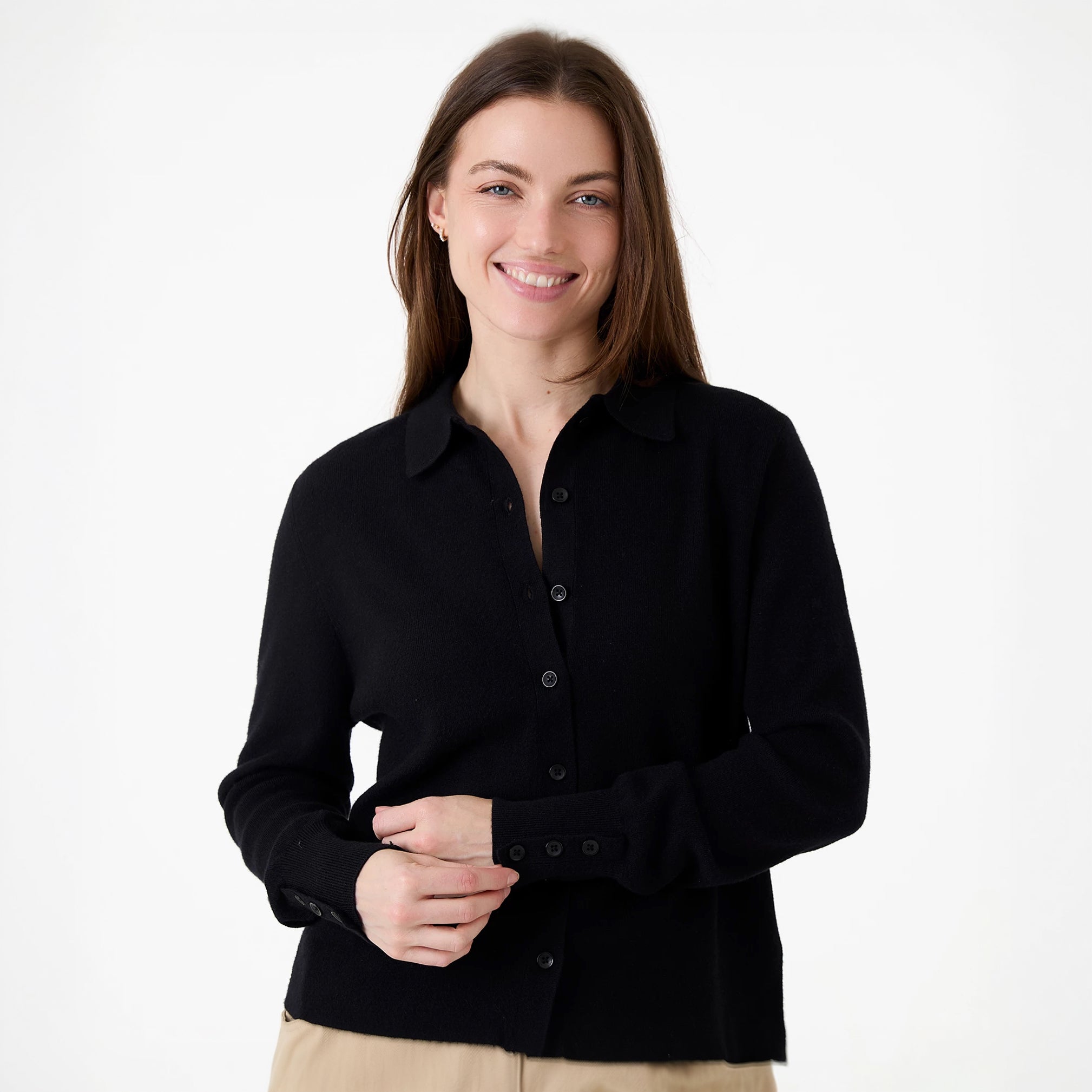 Knitted Shirt Jumper - Black - Simply Rye