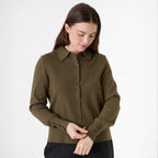 Knitted Shirt Jumper - Olive - Simply Rye